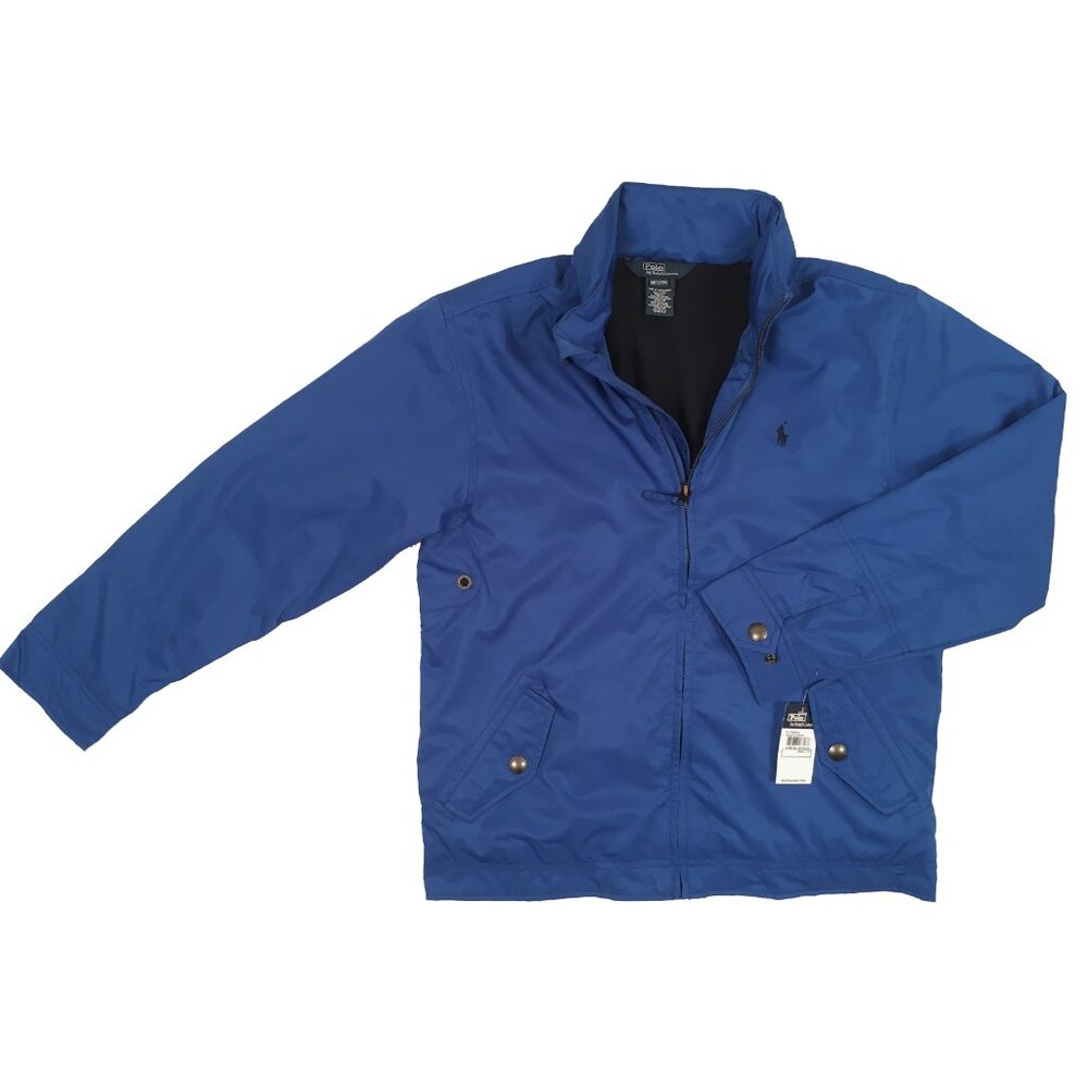 NEW Polo Ralph Lauren Boys Jacket!  Med  Blue  Fleece Lining  Black Polo Player